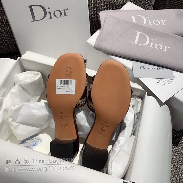 DIOR女鞋 迪奧2021專櫃新款磨砂新大底涼拖 Dior一字型刺繡平拖  naq1512
